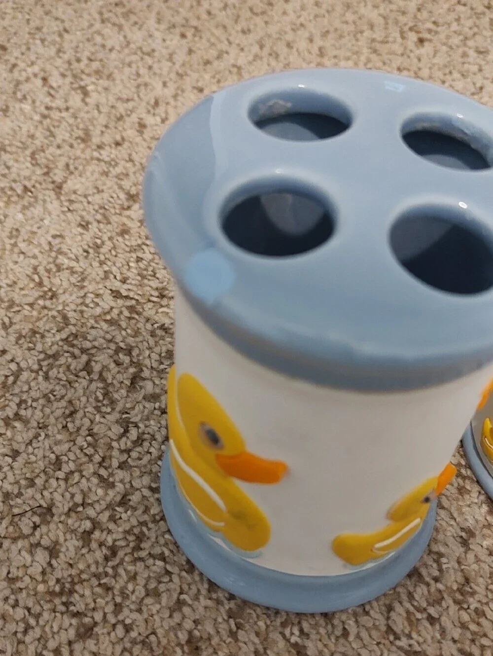 Kohl's Blue and Yellow Duck Ceramic Bath Accessory Set